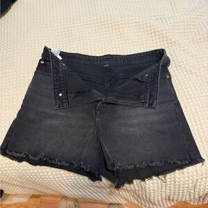 American Eagle Outfitters Black Jean Shorts High-Waisted Frayed Hem